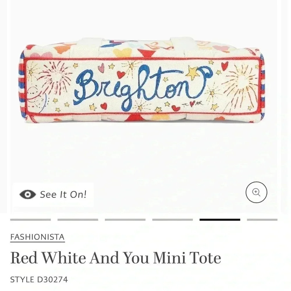 NWT Brighton Red/White & You Mini Summer Canvas Tote/Purse/Handbag - Picture 7 of 13